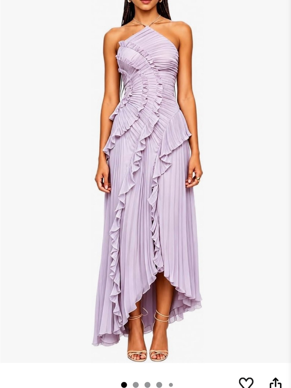 Asymmetrical One-Shoulder Ruffled Midi Dress in Lilac